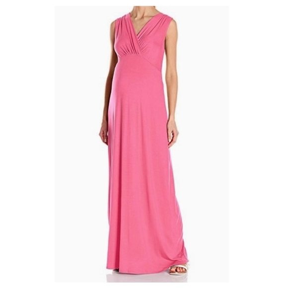 Maternity Long Maxi Dress Pink Size M 8 10 - Picture 3 of 6